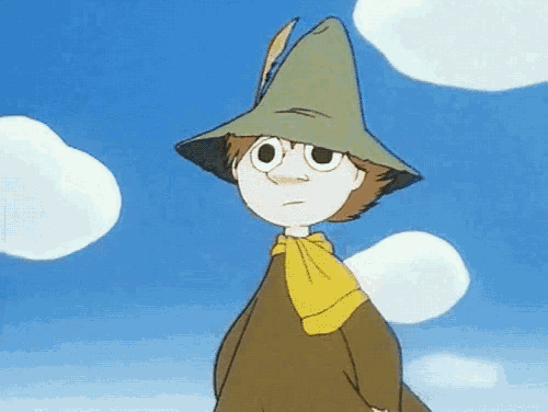 a cartoon character with a green hat and a yellow scarf .