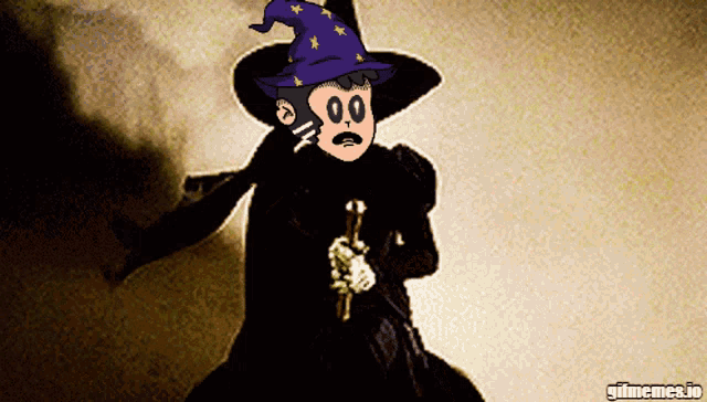 a cartoon of a witch with the words gifmemes.io underneath