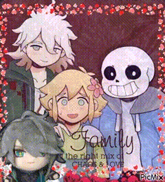 a group of anime characters standing next to each other in a frame .