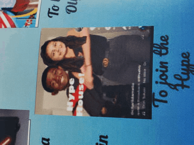 a picture of a man and a woman with the words to join the hype written on it