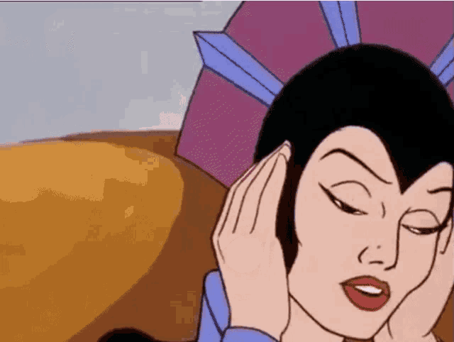 a cartoon of a woman covering her ears with her hands
