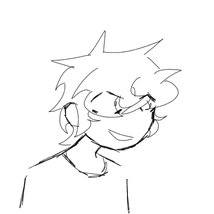 a black and white drawing of a boy with a star on his head .