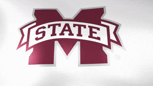 a maroon and white logo for the university of mississippi state