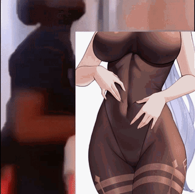 a drawing of a woman 's torso and a shadow of a man