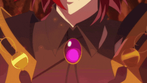 a close up of a red haired anime character