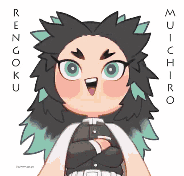 a cartoon drawing of a person with the name rengoku