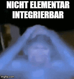 a man with his hands on his head with the words nicht elementar integrierbar written above him