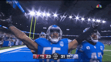 a football game is being played between the tampa bay buccaneers and detroit lions