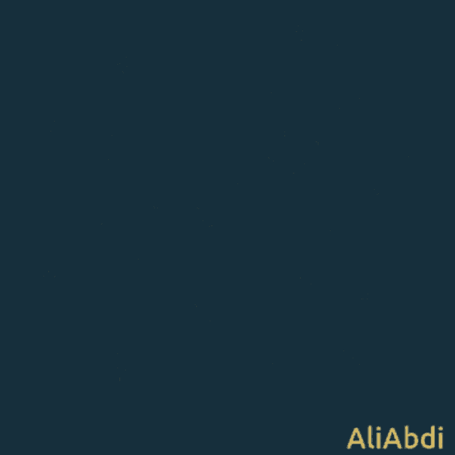 a blue background with yellow stars and the name aliabdi on it