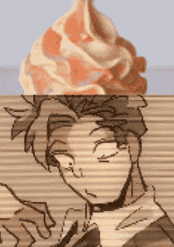 a drawing of a man and a ice cream cone