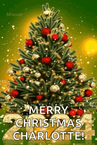a merry christmas card with a christmas tree