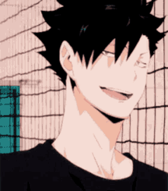a close up of a person 's face with a black shirt on .
