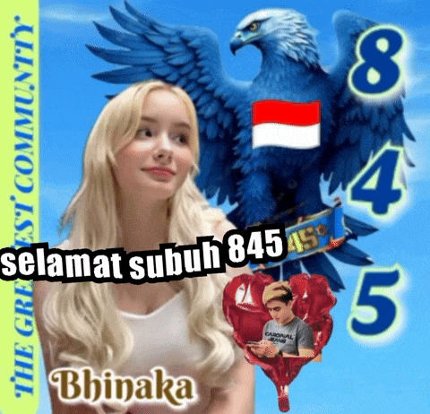 a picture of a woman with a blue eagle behind her and the words " selamat subuh 845 "