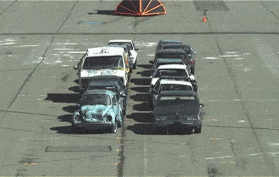 When You Have To Go Down A Busy Hallway To Go To The Bathroom GIF - Cars Crash Destroy GIFs