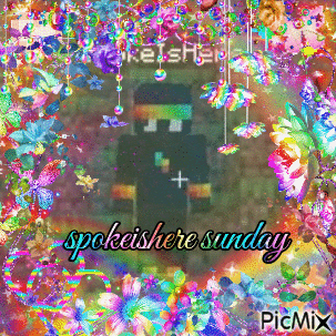 a colorful background with the words spokeishere sunday written on it