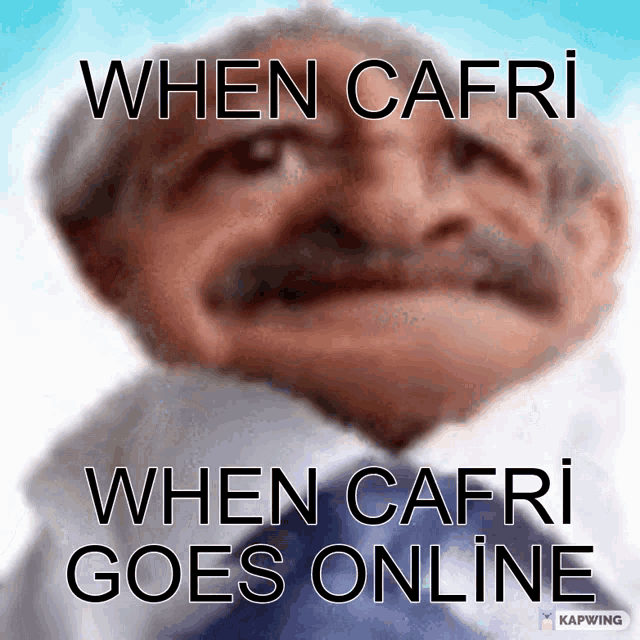 a picture of a man with the caption when capri goes online