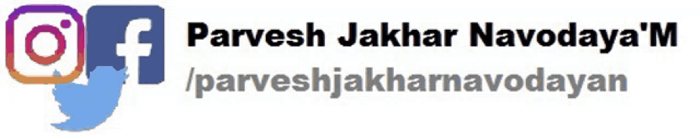 a logo for parvesh jakhar navodaya 'm shows a facebook logo and a twitter logo