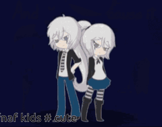 a group of cartoon characters are standing next to each other with the words " fnaf kids #cute " written below them
