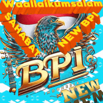 an advertisement for bpi indonesia new fm with an eagle