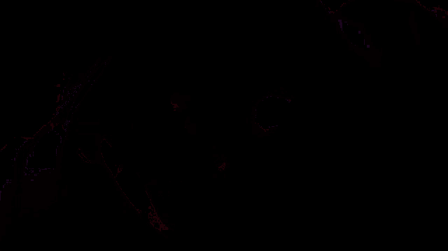 a red background with a shadow of a person