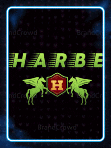 a purple background with hearts and the name harbe
