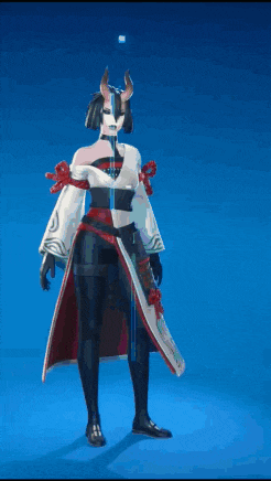 a woman in a kimono with horns is holding a sword .