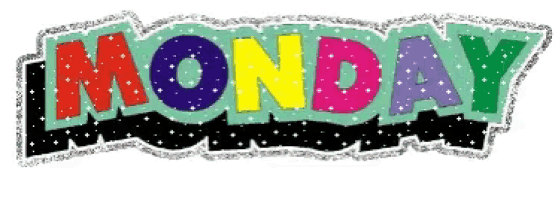 the word monday is written in a colorful font