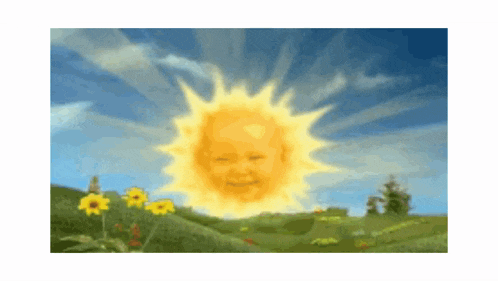 a picture of a sun with a baby face on it