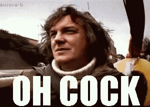 a pixelated image of a man with the words oh cock on it