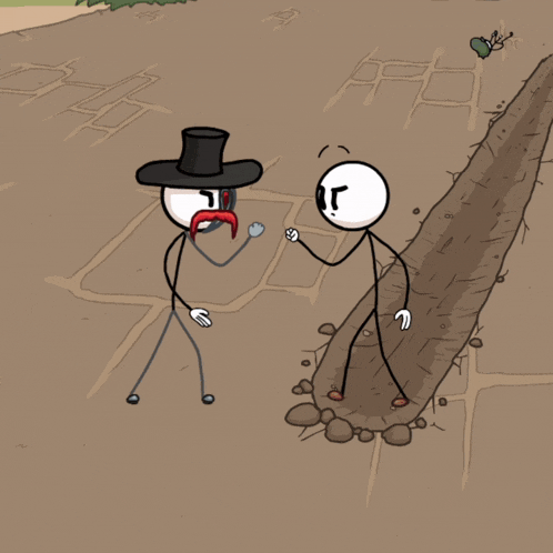 a cartoon drawing of a hand giving a peace sign next to a rock