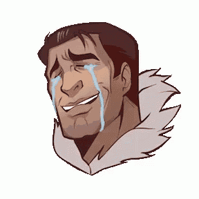 a pixel art drawing of a man crying with tears coming out of his eyes