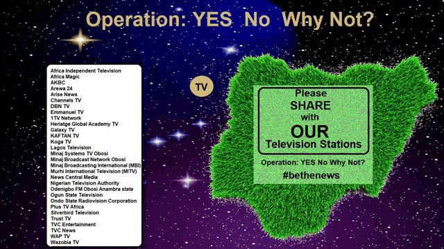 a poster asking people to share their television stations
