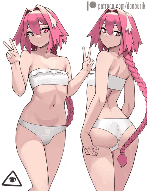 a drawing of a girl with pink hair is on patreon.com
