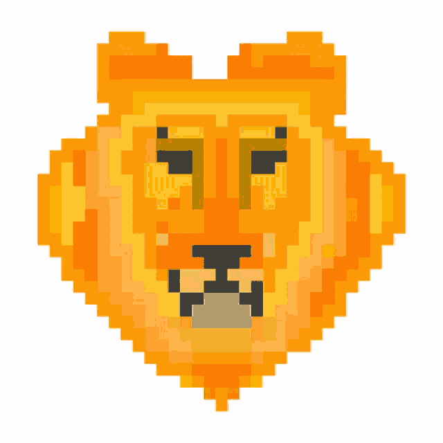a pixel art of a lion 's head with a crown