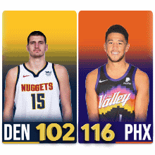 two basketball players one from the nuggets and the other from the valley
