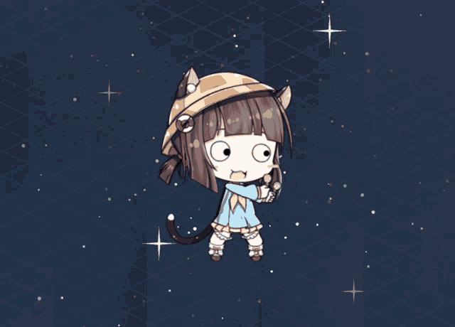 a cartoon of a girl with a cat ear hat