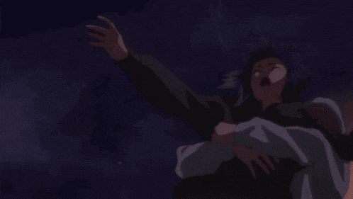 a person is holding another person in their arms and they are screaming