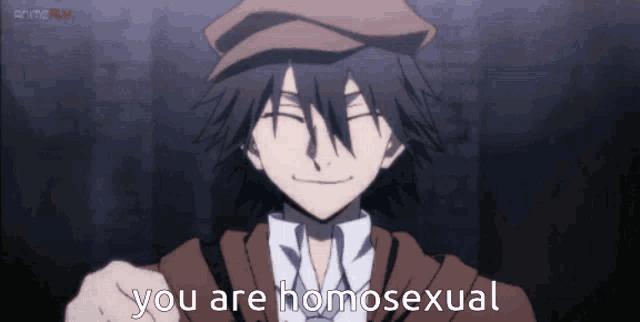 a picture of a man with the words you are homosexual