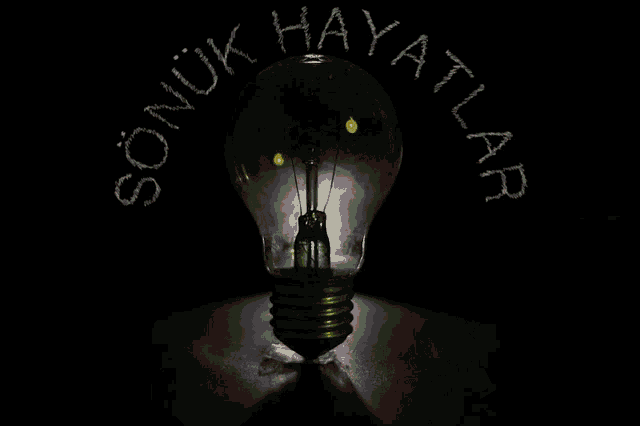 a light bulb with the words sonuk hayatlar around it
