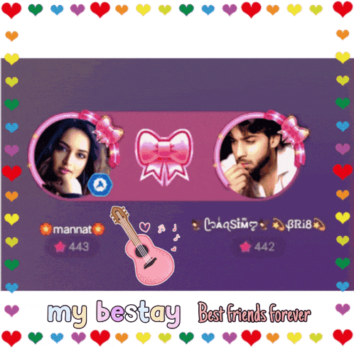 a picture of a man and a woman with the words my bestay best friends forever on the bottom