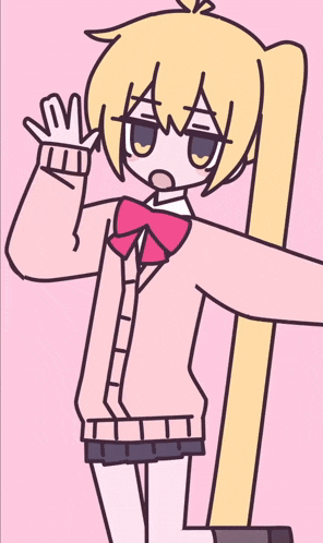 a drawing of a girl with a pink bow tie