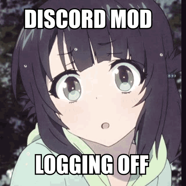 a picture of a girl with the words discord mod logging off below her
