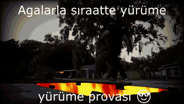 a skateboarder is doing a trick on a ramp with the words agalarla siraatte yurume yurume provasi