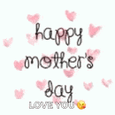 a happy mother 's day greeting card with pink hearts .