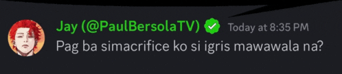 a screenshot of a message from jay @paulbersolatv