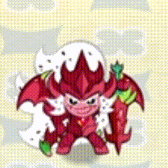 a cartoon character with red wings and a red hat