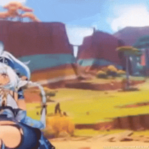 a cartoon girl is standing in a field in front of a mountain .