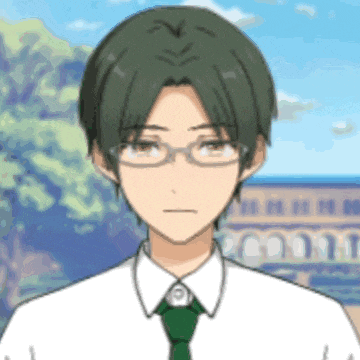 a boy with green hair and glasses is wearing a white shirt and a green tie .