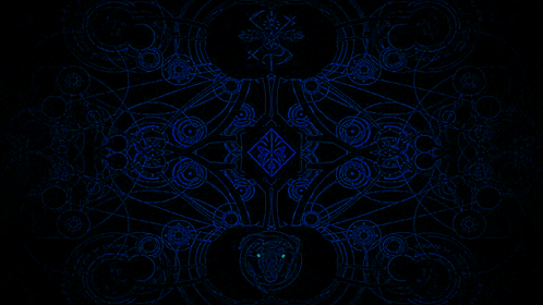 a black background with blue circles and a snake