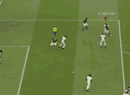 a soccer game is being played on a field with a yellow circle that says the goon xl on it